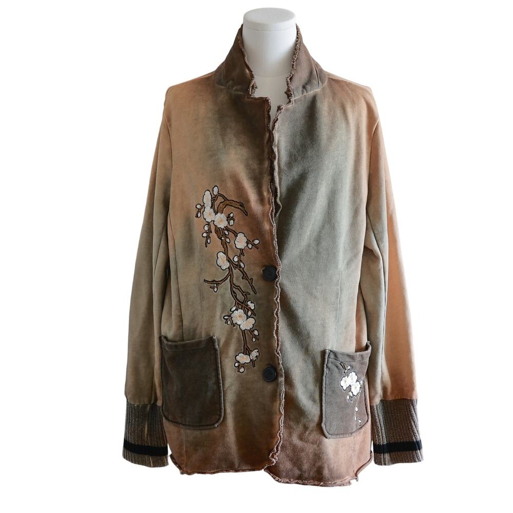 SOFT Surroundings embroidery Boho cotton jacket Sweater Size M